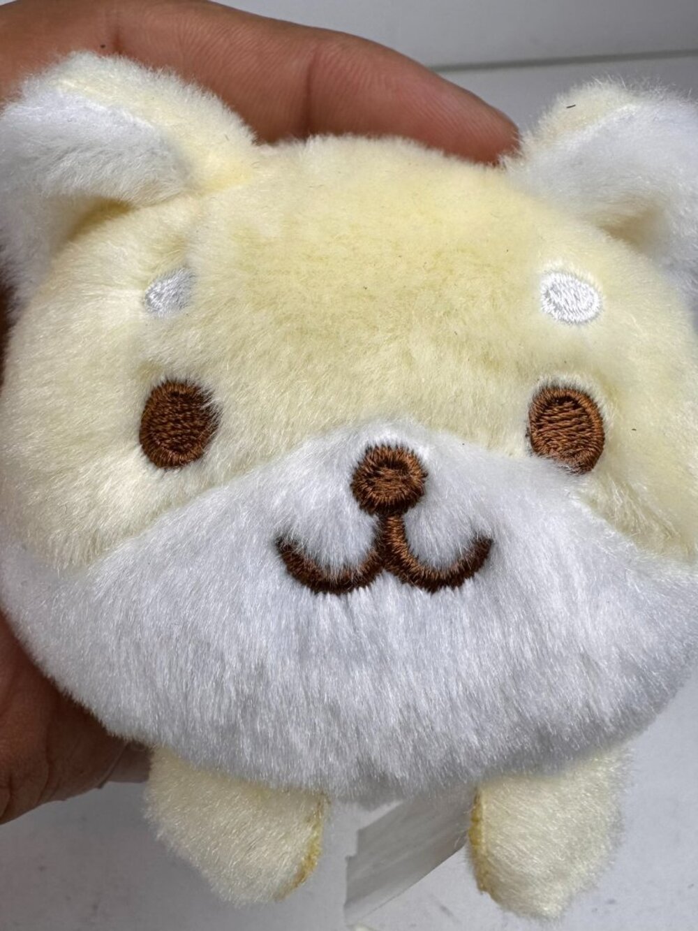 shiba inu dog plush keychain yellow white mini stuffed animal bag clip toy 3"